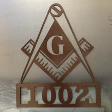 Load image into Gallery viewer, Masonic Lodge Square and Compass Address Numbers - Woodpost Metalworks
