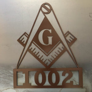 Masonic Lodge Square and Compass Address Numbers - Woodpost Metalworks