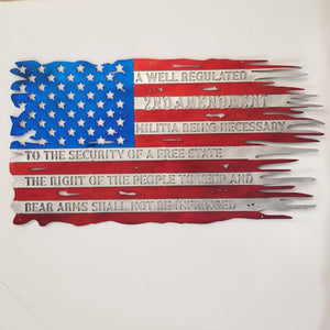 Tattered 2nd Amendment American US Flag USA - Woodpost Metalworks