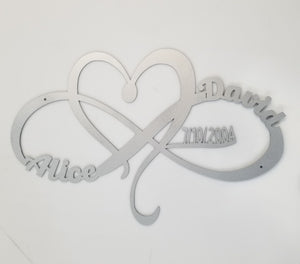 Personalized Heart and Infinity Symbol - Woodpost Metalworks