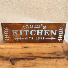 Load image into Gallery viewer, Mom&#39;s Kitchen Made With Love Farmhouse Metal Sign