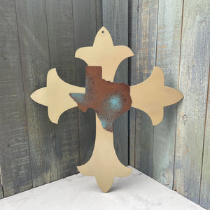 Copper Patina Cross w/ Texas Logo