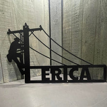 Load image into Gallery viewer, Lineman Last Name Metal Sign Custom