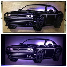 Load image into Gallery viewer, Dodge Challenger Plasma Cut Metal Sign With Or Without LEDs - Woodpost Metalworks