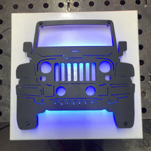 Load image into Gallery viewer, Front Facing Jeep Metal Sign with or without LED Backlighting - Woodpost Metalworks