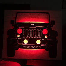 Load image into Gallery viewer, Front Facing Jeep Metal Sign with or without LED Backlighting - Woodpost Metalworks