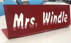 Teacher 14" Name Plate for Desk - Woodpost Metalworks
