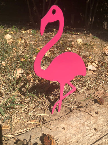Pink Flamingo Yard Stake - Woodpost Metalworks