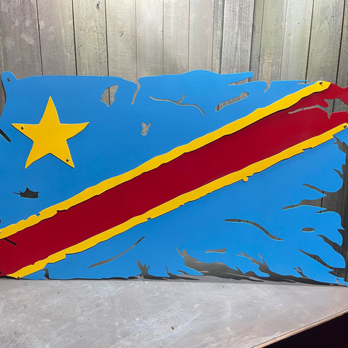 Tattered Democratic Republic of Congo Flag