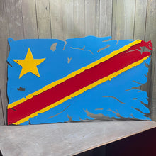 Load image into Gallery viewer, Tattered Democratic Republic of Congo Flag