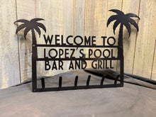 Load image into Gallery viewer, Welcome to the Pool Palm Tree Custom Name Towel Holder Personalized