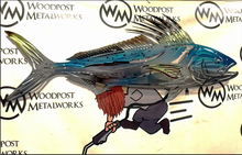 Load image into Gallery viewer, Roosterfish Metal Wall Art – Hand Painted Saltwater Fishing Decor