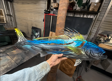 Load image into Gallery viewer, Roosterfish Metal Wall Art – Hand Painted Saltwater Fishing Decor