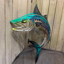Load image into Gallery viewer, Metal Mackerel Wall Art – Colorful Metal Fish Coastal Decor