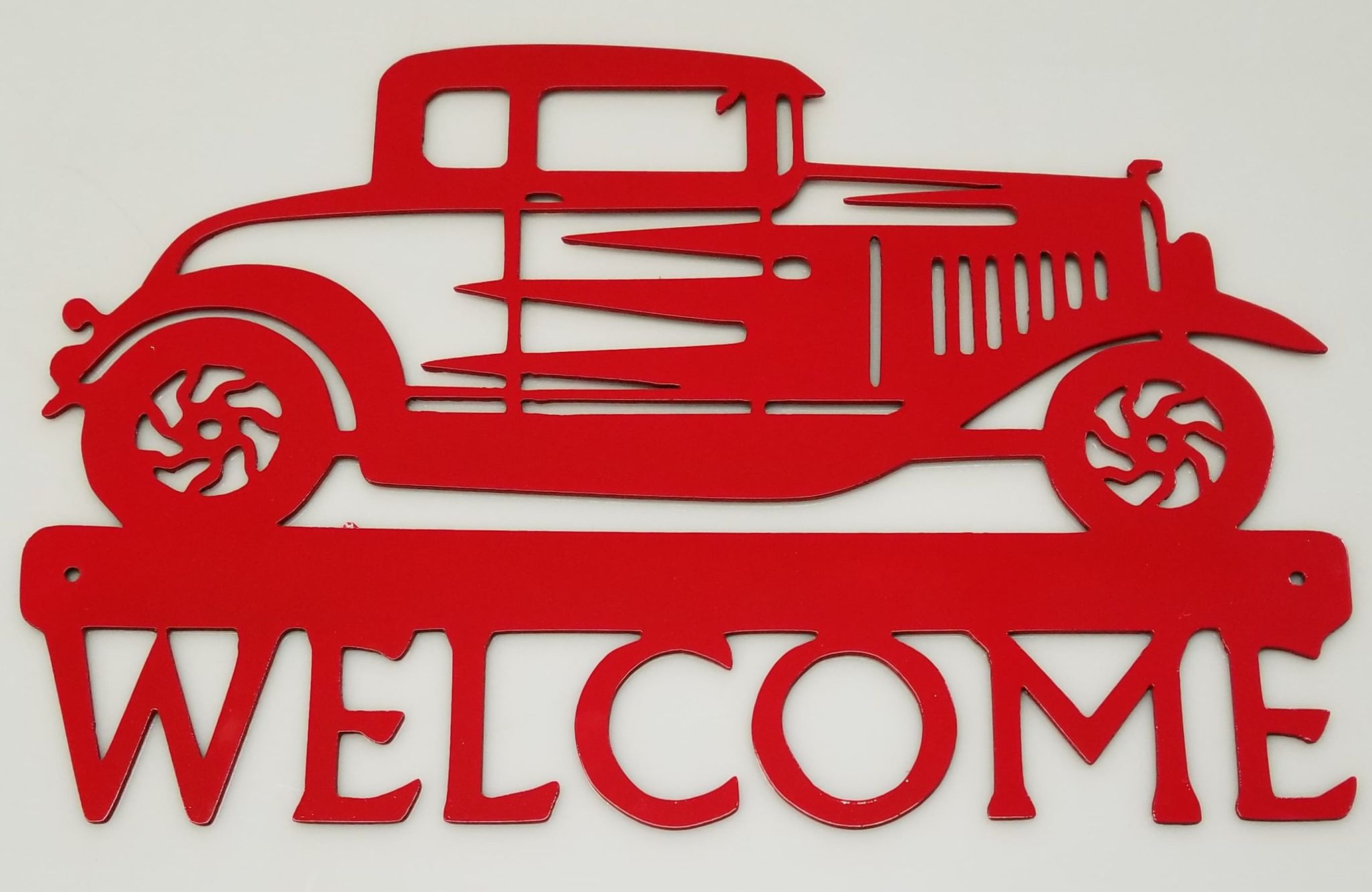 Hot Rod Welcome Sign | Woodpost Metalworks