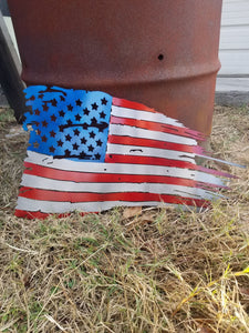 Tattered American Flag - Woodpost Metalworks