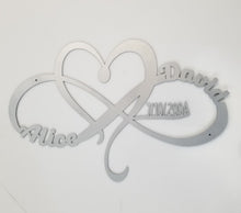 Load image into Gallery viewer, Personalized Heart and Infinity Symbol - Woodpost Metalworks