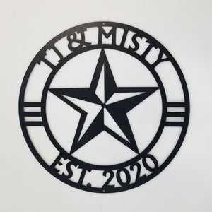 Western Star Monogram with Established Date Personalized - Woodpost Metalworks