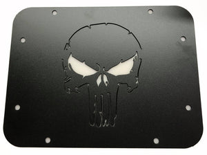 Jeep Spare Tire Delete Plate with Punisher Skull for 2007-2018 Jeep Wrangler - Woodpost Metalworks