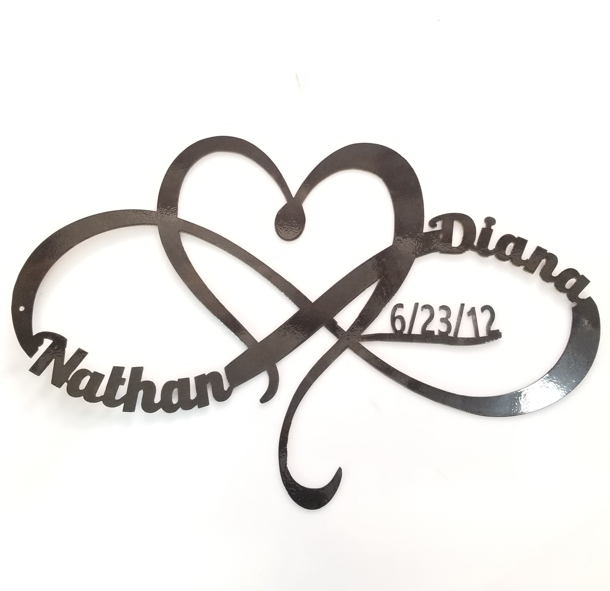 Personalized Heart and Infinity Symbol | Woodpost Metalworks