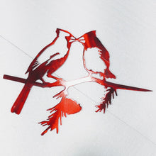 Load image into Gallery viewer, Metal Cardinals Kissing Tree Art Stake