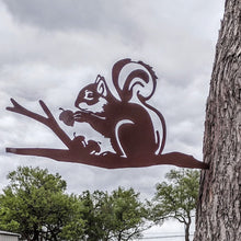Load image into Gallery viewer, Metal Squirrel with Nuts Tree Art Stake