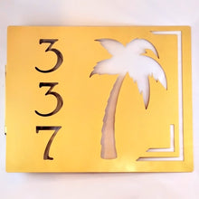 Load image into Gallery viewer, Custom Painted Metal Projection Palm Tree Address Sign