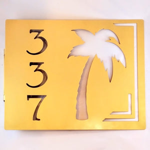Custom Painted Metal Projection Palm Tree Address Sign