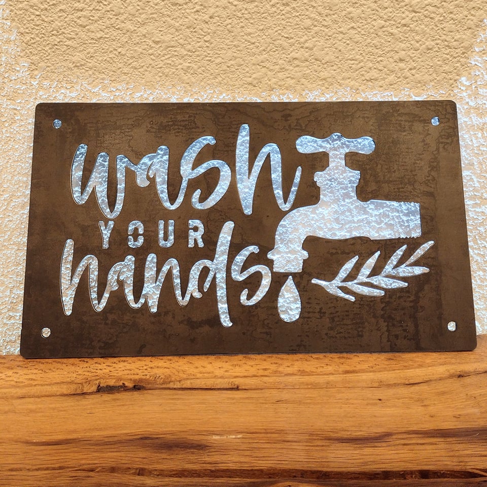 Wash Your Hands Metal Sign Rustic Farmhouse