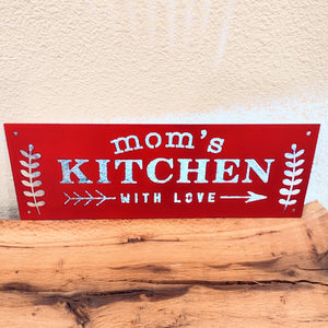 Mom's Kitchen Made With Love Farmhouse Metal Sign