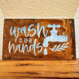 Wash Your Hands Metal Sign Rustic Farmhouse
