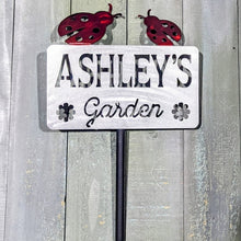Load image into Gallery viewer, Custom Name Garden Stake with Ladybug