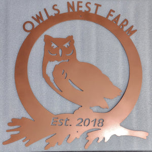 Owl Last Name Monogram With Est Year