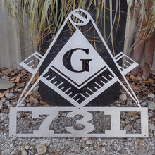 Load image into Gallery viewer, Masonic Lodge Square and Compass Address Numbers