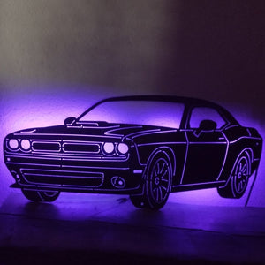 Dodge Challenger Plasma Cut Metal Sign With Or Without LEDs