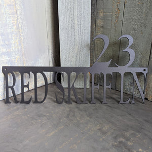 Custom Painted Steel Address Sign with Street Name