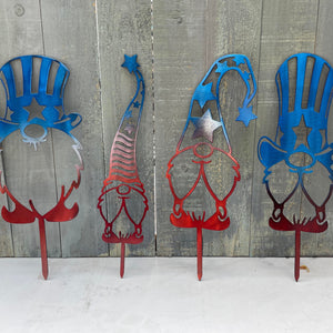 4th of July Gnome Yard Stakes Set of 4