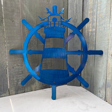 Load image into Gallery viewer, Lighthouse and Ship Wheel Sign