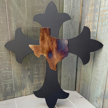Load image into Gallery viewer, Copper Patina Cross w/ Texas Logo