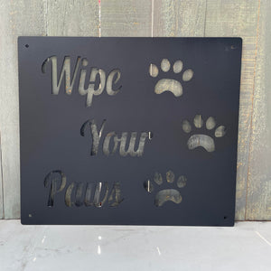 "Wipe Your Paws" Metal Sign