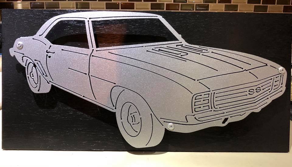 Chevy Camaro Sign with LEDs - Woodpost Metalworks