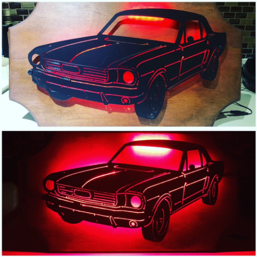 1966 Ford Mustang Metal Sign with or without LED Backlighting - Woodpost Metalworks