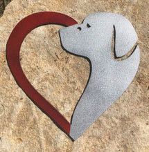 Load image into Gallery viewer, Metal 12&quot; Dog and Heart - Woodpost Metalworks