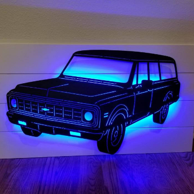 1972 Chevrolet Carryall Suburban Metal Sign With Or Without LEDs - Woodpost Metalworks
