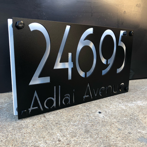 Two Layer Vintage Address Sign - Woodpost Metalworks