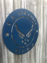 Load image into Gallery viewer, Retired Air Force Metal Sign - Woodpost Metalworks