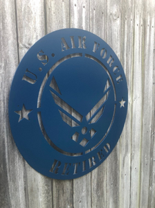 Retired Air Force Metal Sign - Woodpost Metalworks