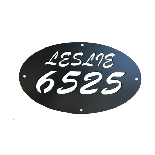 Oval Address Sign with Numbers and Your Last Name