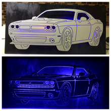 Load image into Gallery viewer, Dodge Challenger Plasma Cut Metal Sign With Or Without LEDs - Woodpost Metalworks