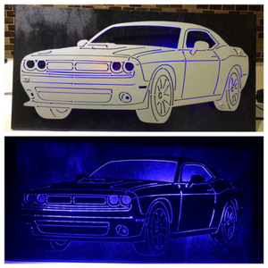 Dodge Challenger Plasma Cut Metal Sign With Or Without LEDs - Woodpost Metalworks